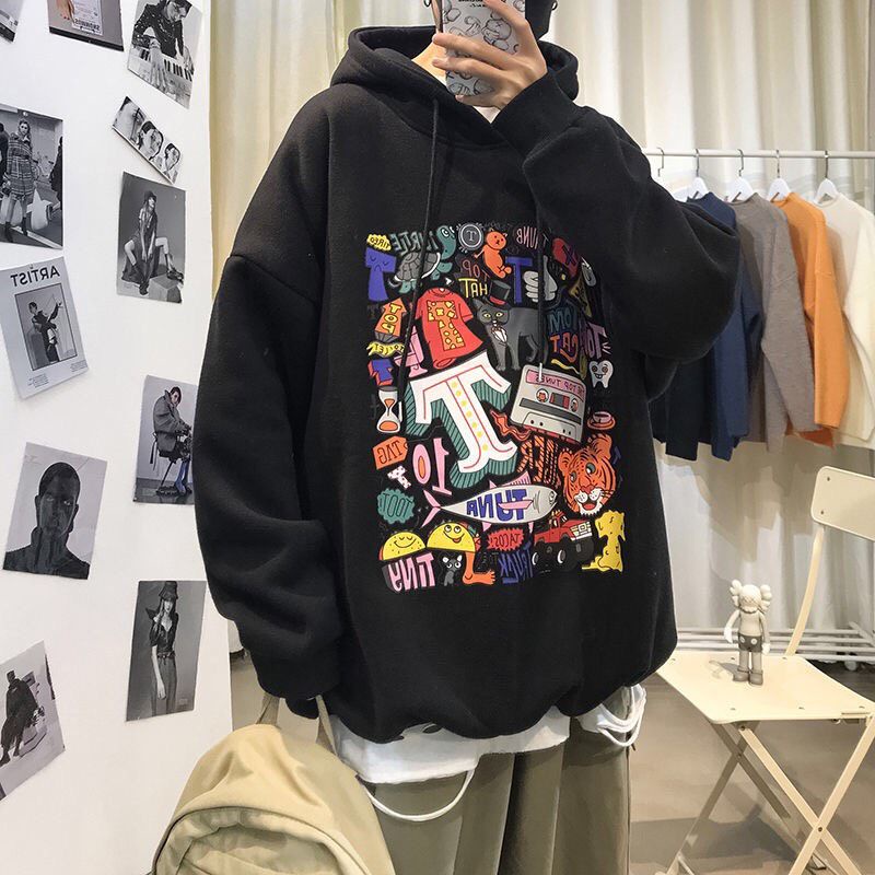 Áo Hoodie Nam Nữ Phong Cách Harajuku Cá Tính Chất Nỉ Trần Bông