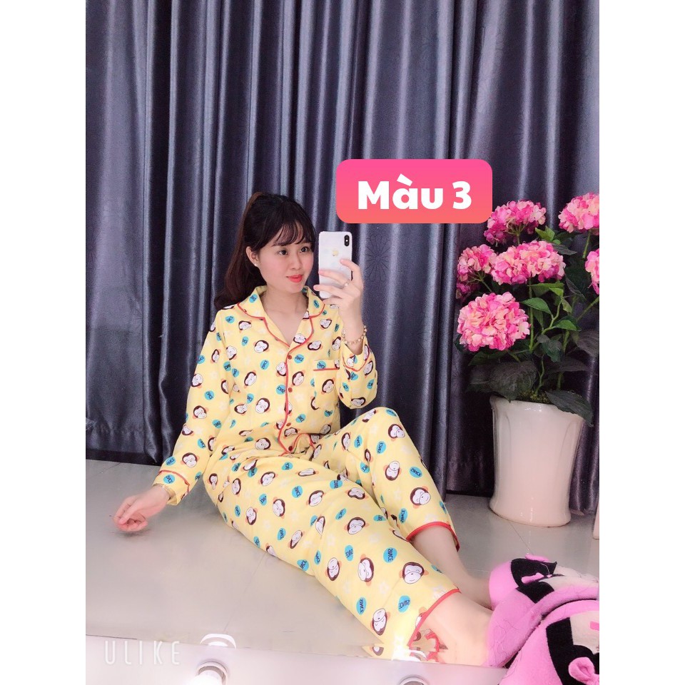 Đồ bộ mặc nhà pizama, pijama kate thái tay dài nhiều hoạ tiết