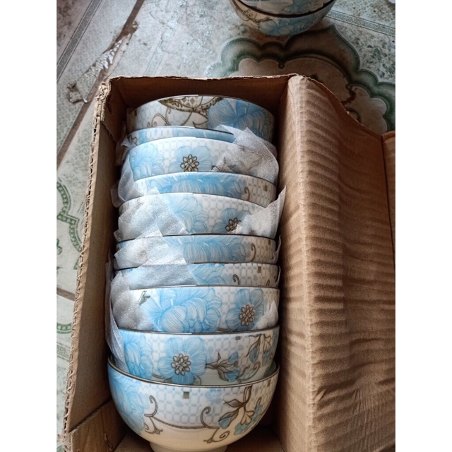 Set 10 bát cơm thái huy hoa xanh