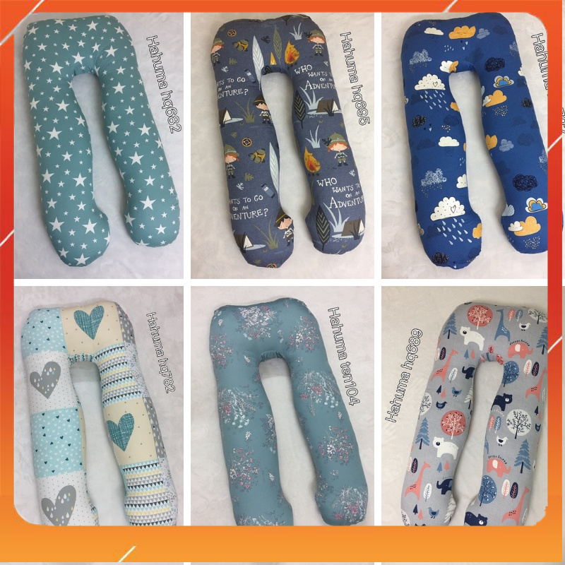 Gối Ôm Chữ U Bà Bầu Cao Cấp Vải Hàn Quốc 100% cotton Mềm Mịn Thoáng Mát