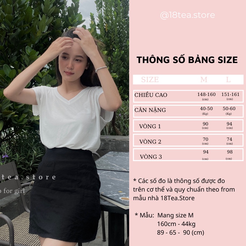 Áo thun cổ tim tay hến kiểu dáng basic thời trang thun lạnh co giãn tốt 2 màu trắng đen Thời Trang B.Y Tea Clothing