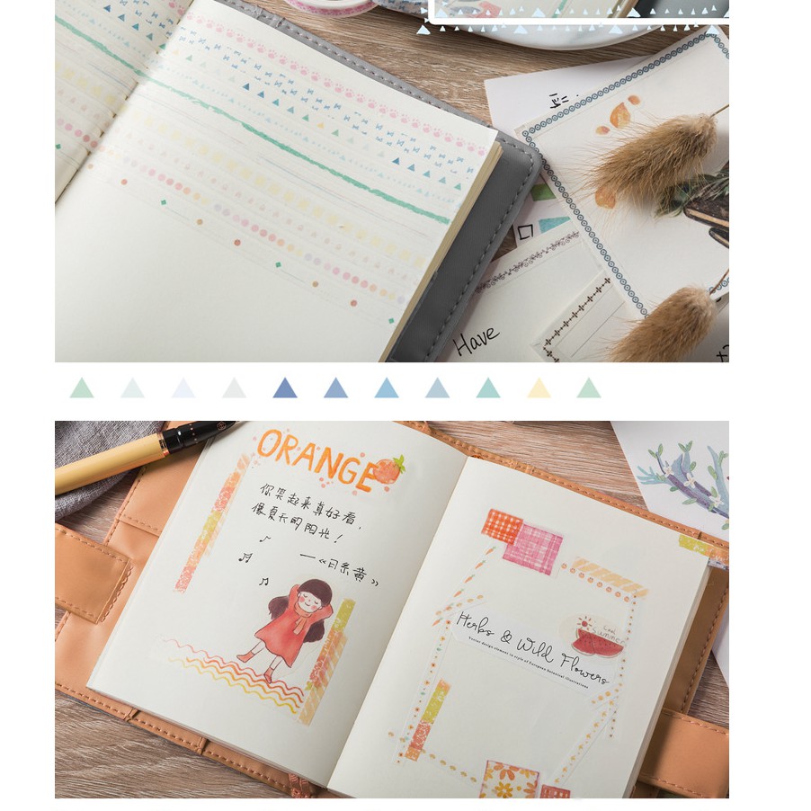 Lalunavn Set 10 cuộn băng dính washi nhiều màu sắc dùng trang trí scrapbook/album độc đáo