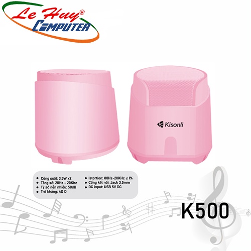 Loa vi tính Kisonli K500 Pink LED