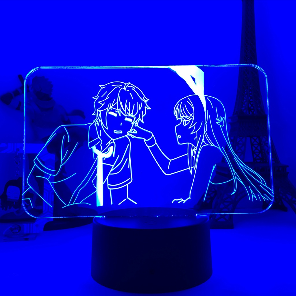 Đèn Ngủ Để Bàn Hình Sakurajima Mai And Azusagawa Sakuta 3d Bằng Acrylic