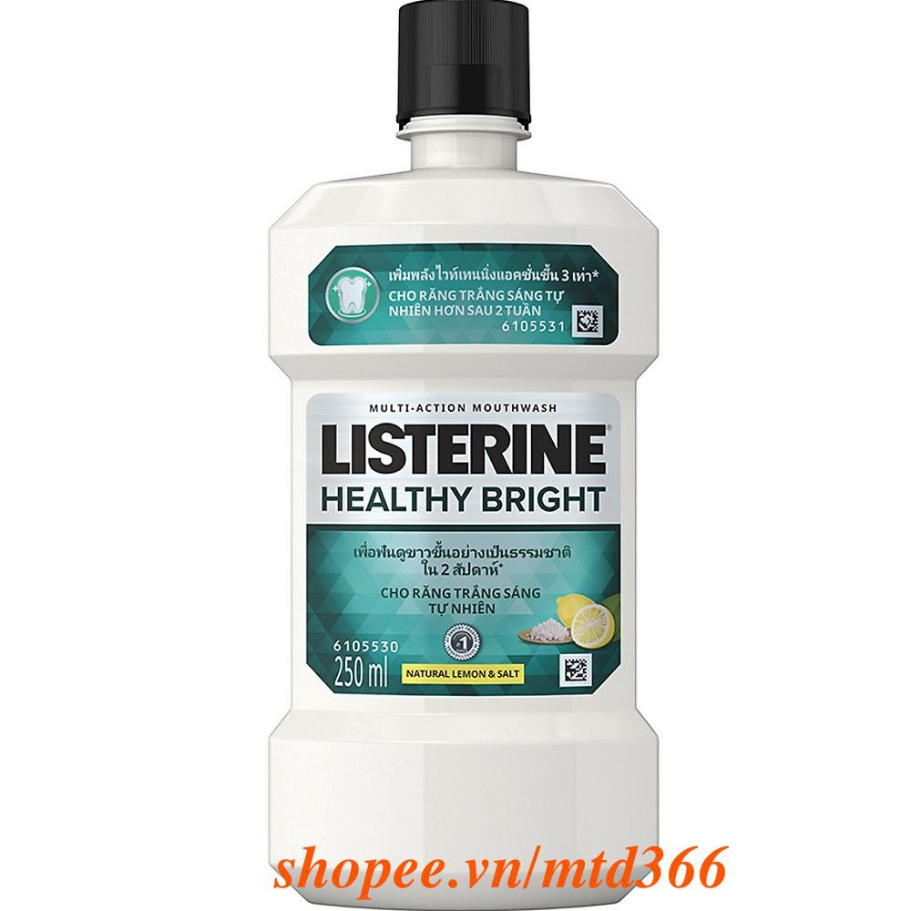 Nước Súc Miệng 250Ml Listerine Healthy Bright Làm Trắng Răng Thơm Miệng Chính Hãng.