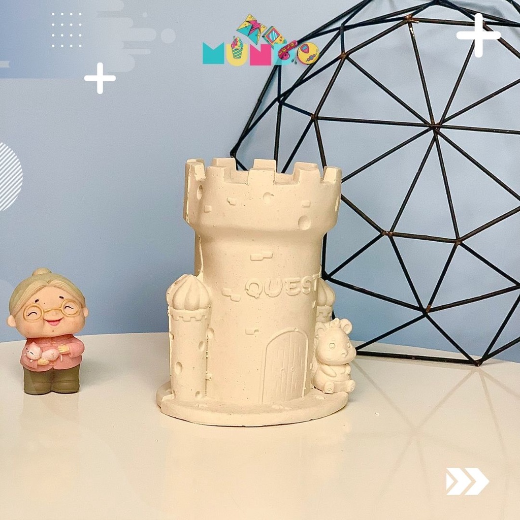 Tượng tô màu cao cấp Hộp Bút, Ống Bút size XL tượng thạch cao MUNDO