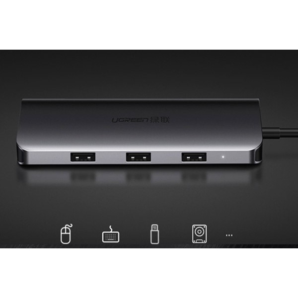 UGREEN (40873) CÁP CHUYỂN USB TYPE C SANG 3*USB 3.0+HDMI+RJ45+SD&TF | WebRaoVat - webraovat.net.vn