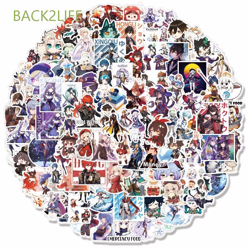 Bộ 50 miếng dán anime genshin chống thấm nước trang trí vật dụng theo phong cách halloween