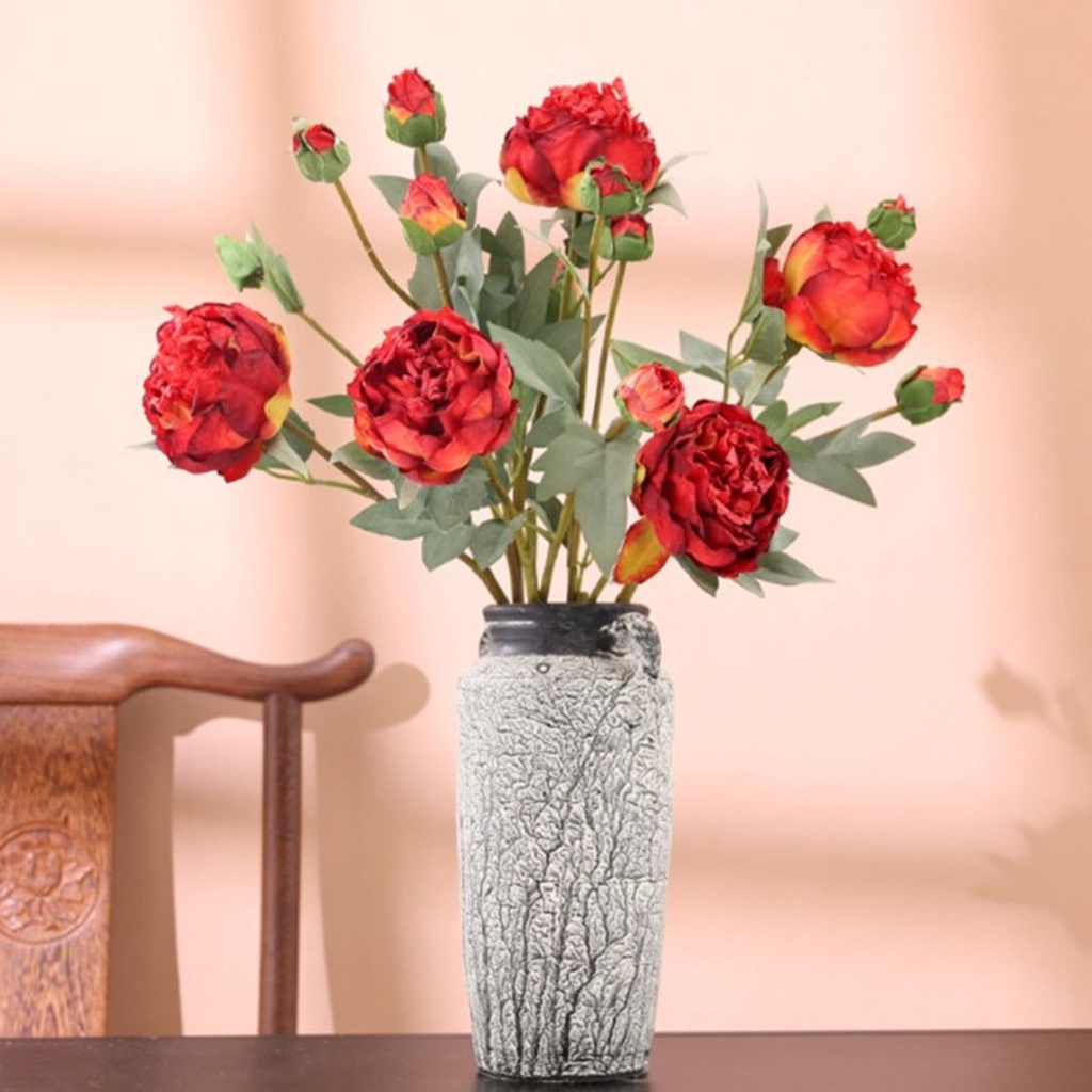 Hoa Mẫu Đơn Nhân Tạo 3 Đầu Trang Trí Bàn