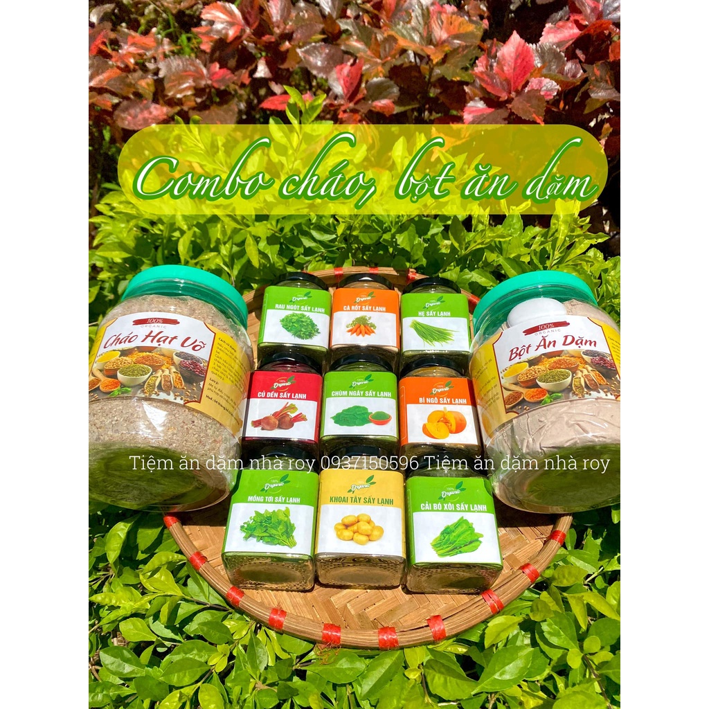 Combo Rau Củ Quả Hữu Cơ Nguyên Chất Sấy Lạnh Cao Cấp, Bột Ăn Dặm, Thanh Lọc Cơ Thể