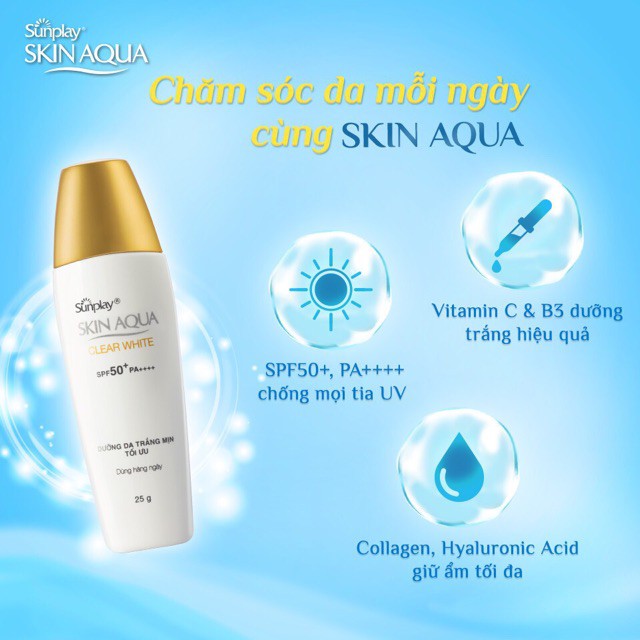 Sữa chống nắng dưỡng trắng cho da dầu Sunplay Skin Aqua Clear White SPF 50, PA++++ 25g | BigBuy360 - bigbuy360.vn