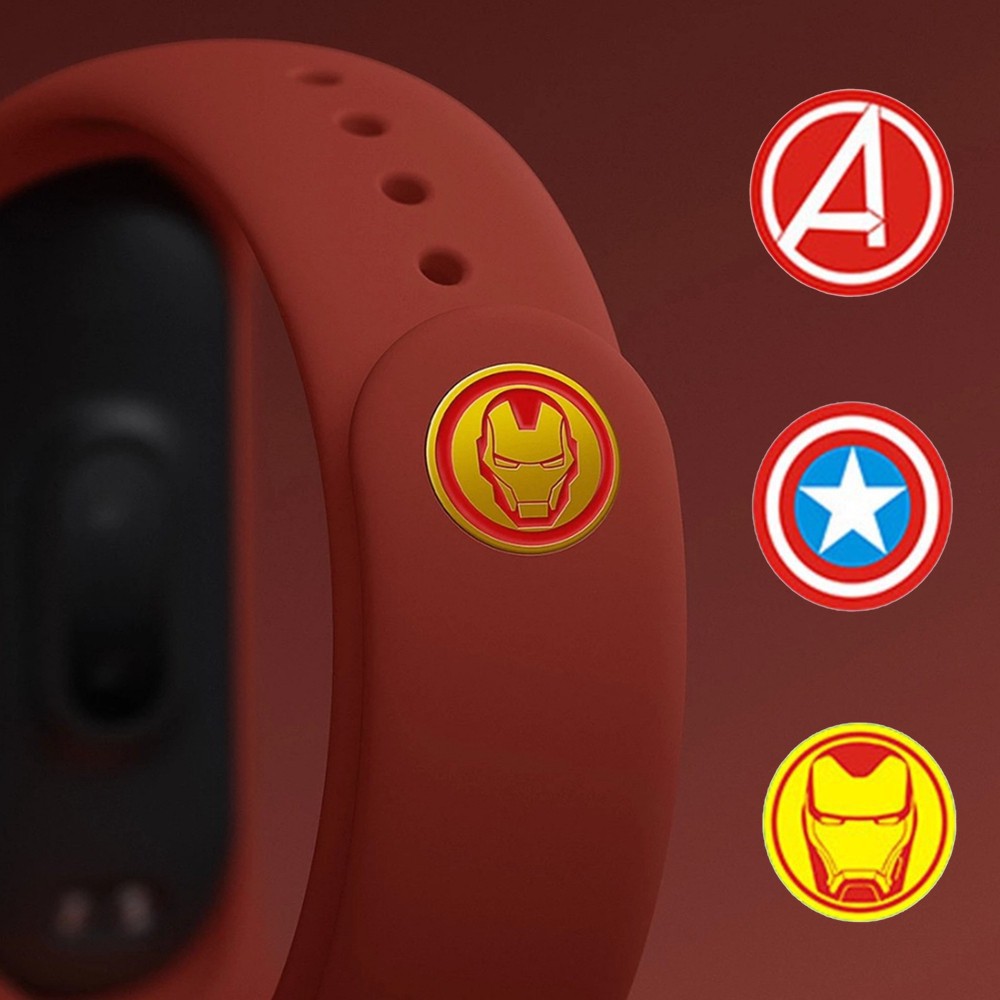 SXR KE Nút gắn trang hoàng vòng đeo tay thông minh Xiaomi Miband 3 4 5 hình siêu anh hùng Marvel 3 22