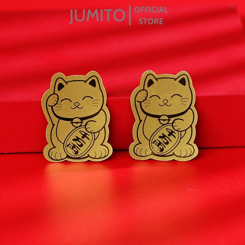 Miếng dán trâu mèo vàng cầu tài lộc may mắn dùng cho điện thoại và ví tiền JUMITO SL232