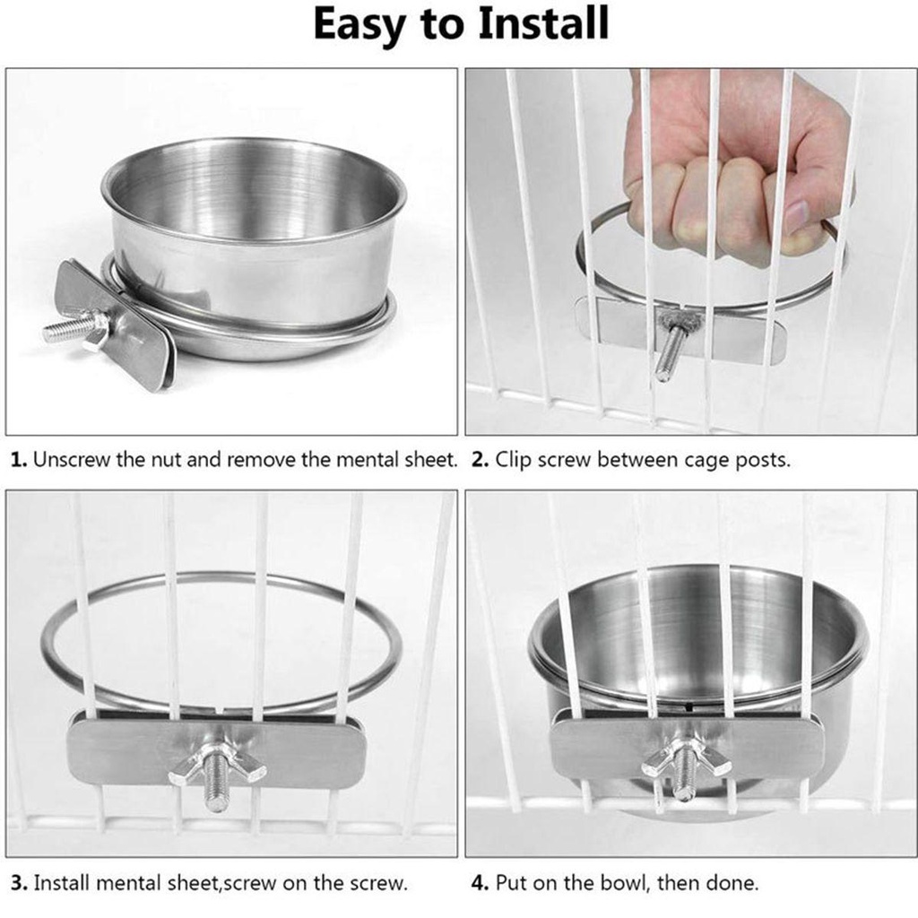 Khay Đựng Thức Ăn Bằng Thép Không Gỉ Cho Chim Cảnh / Hamster