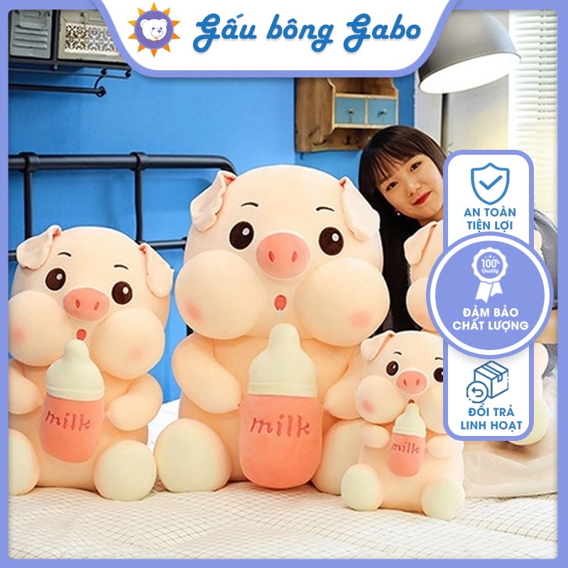Gấu bông heo ôm bình sữa lợn bú bình mẫu thú nhồi bông siêu cute hàng cao cấp mềm mịn -xưởng sỉ gâu bông Tnstore