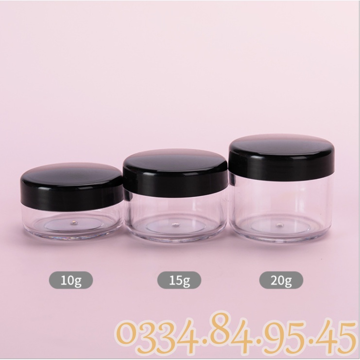 100 Hũ nhựa tròn XỊN 10g 15g 20g chiết mỹ phẩm - Hủ nhựa du lịch 10ml 15ml 20ml.