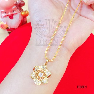 Dây chuyền nữ dạng xoắn mặt hoa mai 6 cánh xoắn tiny đính đá thiết kế bền màu cao cấp Orin D4156