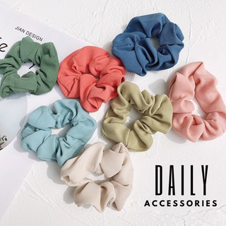 Dây buộc tóc scrunchies trơn màu pastel Hàn Quốc dễ thương Daily Accessories