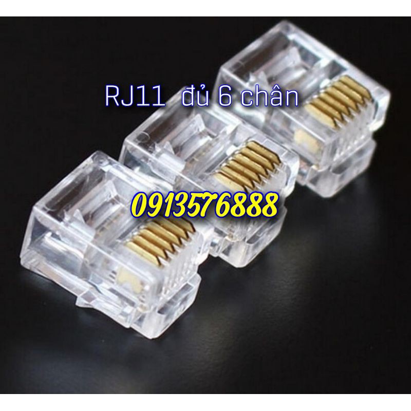 Túi 10 chiếc RJ11  6P6C đầy đủ 6 chân
