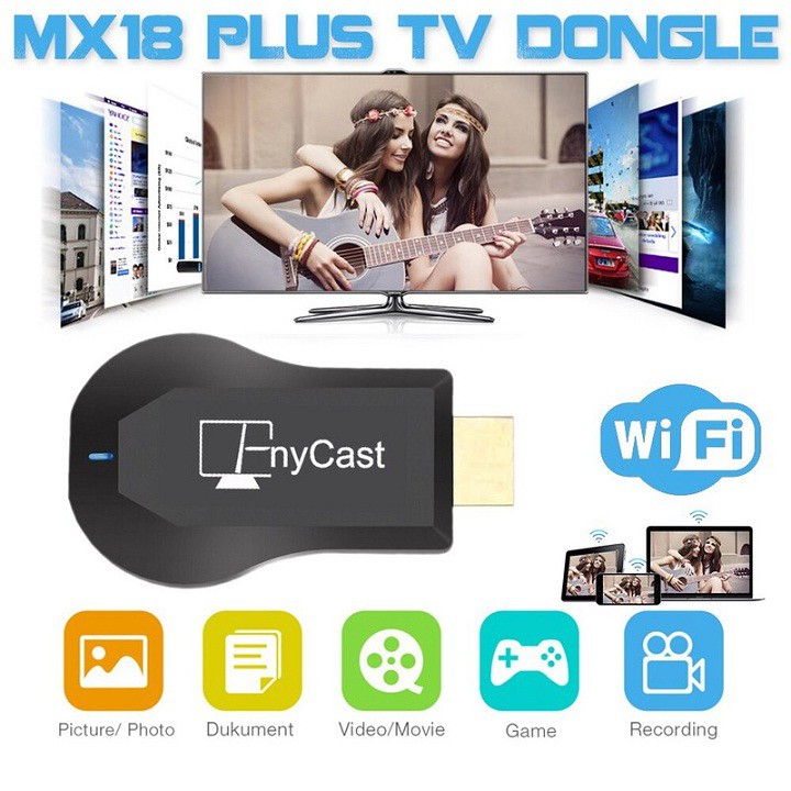 Thiết Bị Kết Nối HDMI Không Dây Từ Điện thoại Lên TV Anycast MX18 PLUS Hỗ Trợ 3G/4G/WIFI Cao Cấp