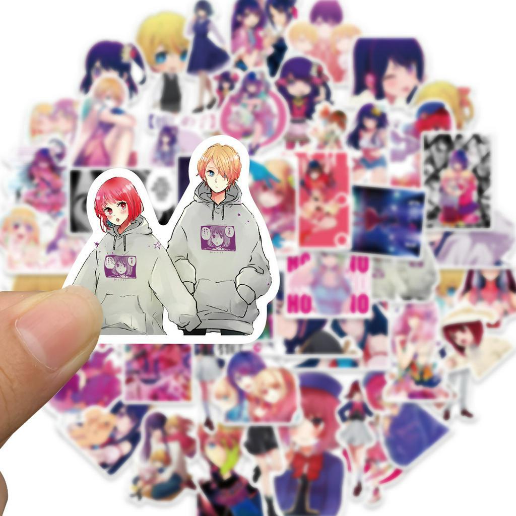 Bộ 50 Sticker Hoạt Hình Oshi no Ko Chống Thấm Nước Trang Trí Laptop Mũ Bảo Hiểm