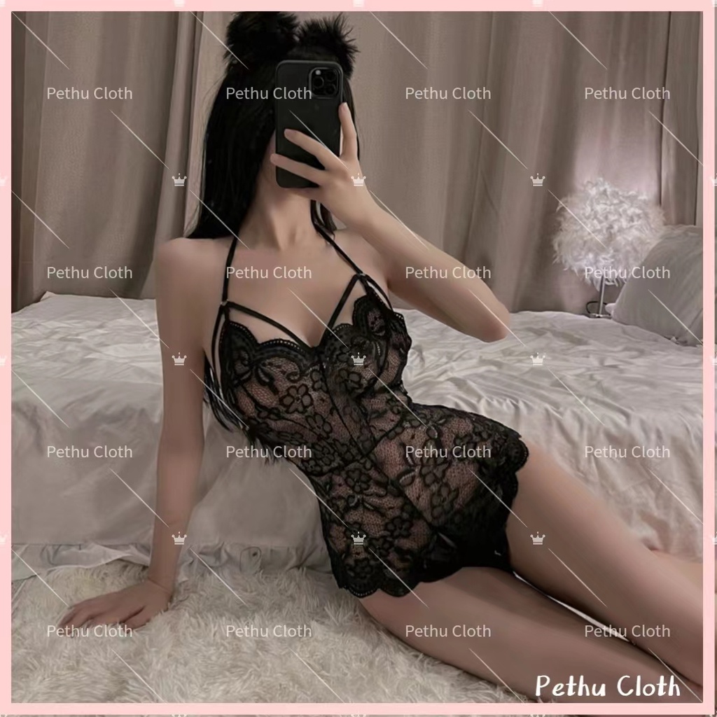 （Q1,HCM) Váy ngủ sexyBodysuit 2 dây xẻ ngực váy ngủ jum xẻ quyến rũ với tinh khôi 40-60kg--016