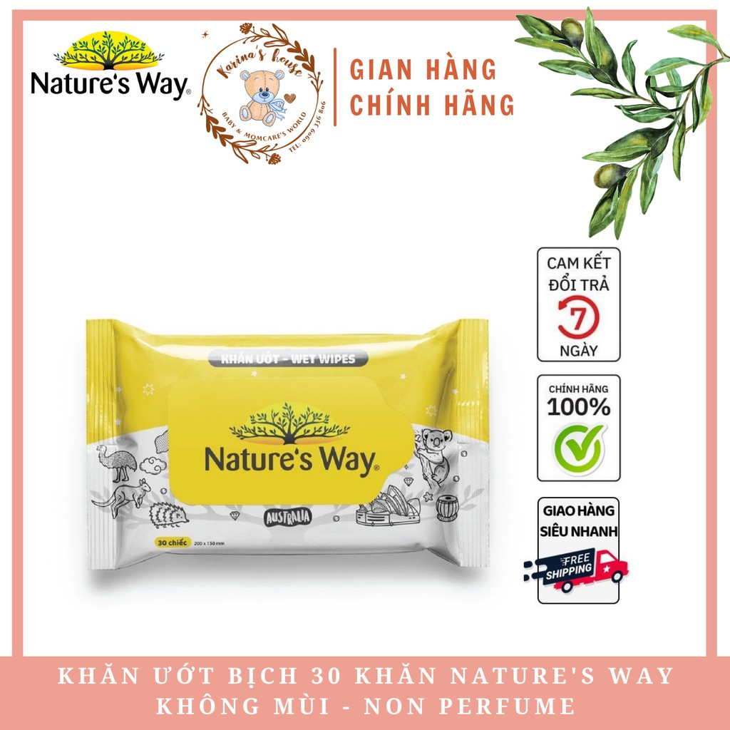 Khăn Giấy Ướt Nature's Way Không Mùi, An Toàn Cho Da Của Bé Cao Cấp