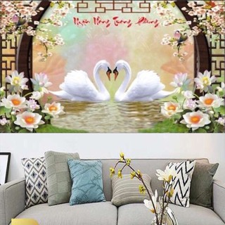 Tranh đính đá Uyên Ương LV322 (115x75) chưa đính
