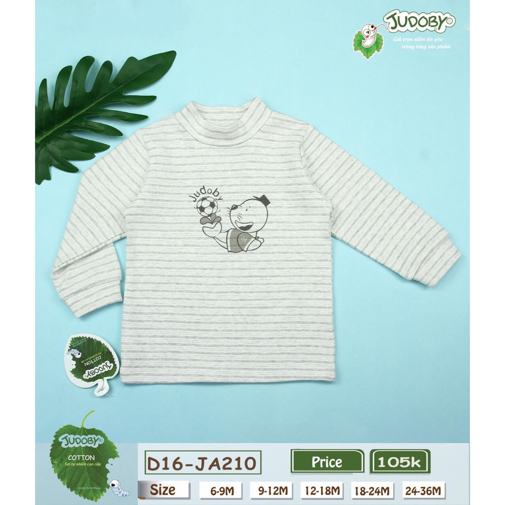 Judoby - áo cổ lọ kẻ 3p cotton nỉ dày dặn 9-36m ( JA 210 )