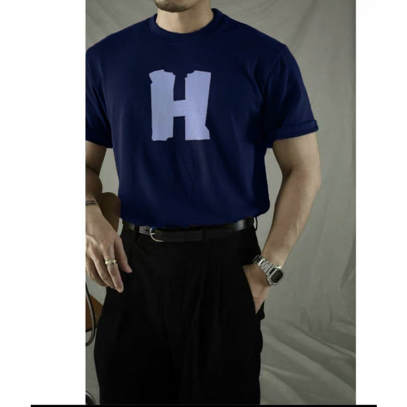 Áo thun unisex nam nữ chữ H áo phông nam nữ form rộng vải cotton tay lỡ