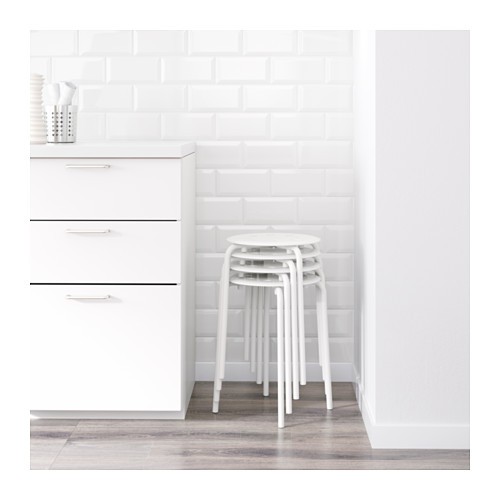 Ghế đẩu tròn chân sắt IKEA Marius - Trắng