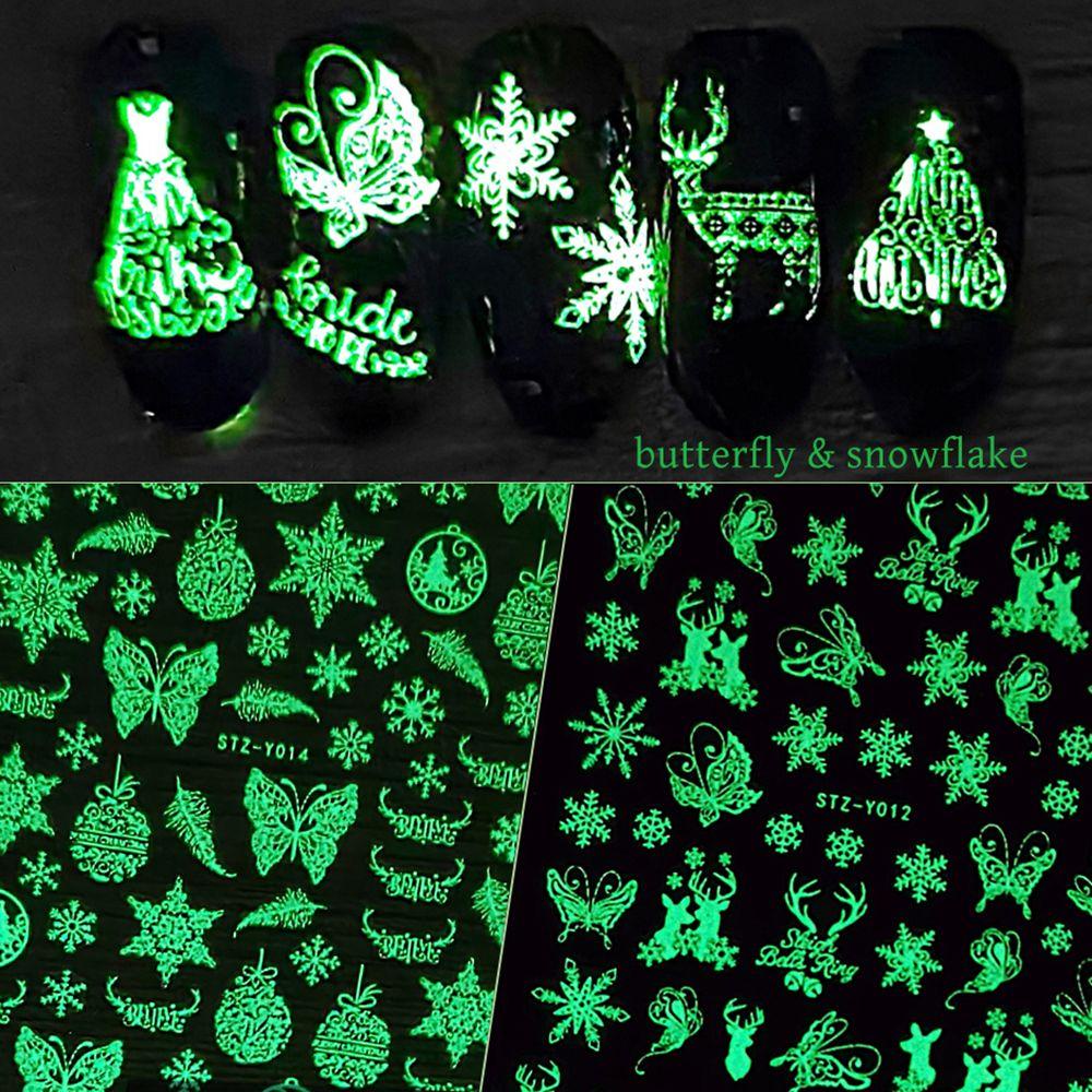 PATH Sticker Dạ Quang Dán Móng Hình Bông Tuyết Mừng Năm Mới