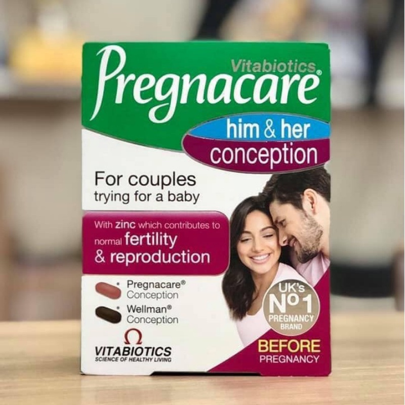 Viên uống tăng khả năng thụ thai cho nam nữ Pregnacare Him and Her Conception 60 viên của Anh Quốc dành cho cả nam và nữ