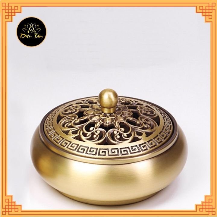 Lư đồng đốt trầm thay cho lư điện- lò đốt đỉnh trầm bằng đồng nguyên chất khối đúc liền