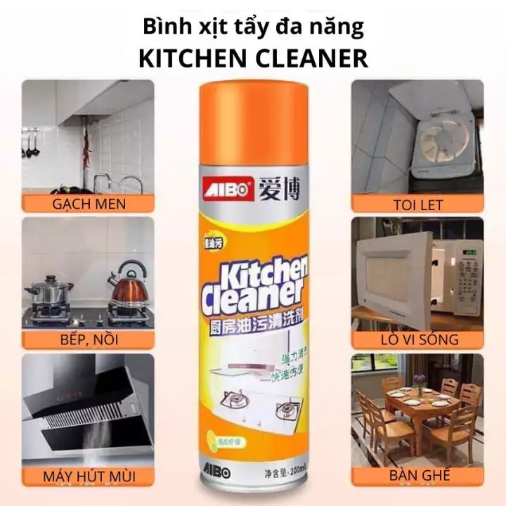 Bình Xịt Tẩy Bếp, Xịt Bọt Tuyết Đa Năng, Tẩy Dầu Mỡ, Tẩy Vết Bẩn Kitchen Cleaner 500ml Tiện Dụng