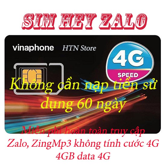 Sim sinh viên vina 2019 có 60 ngày không cần nạp tiền có  4Gb, lướt Zalo và nghe nhạc zingmp3 không tốn cước 4G