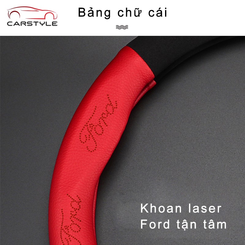 Ford Bọc vô lăng lông da bò thật ô tô cao cấp đẹp Fiesta Ecosport Focus 2 3 MK2 Fusion Mondeo MK4 Kuga Ranger F150 MK3 Mk3.5 Vô Lăng Xe Ô tô