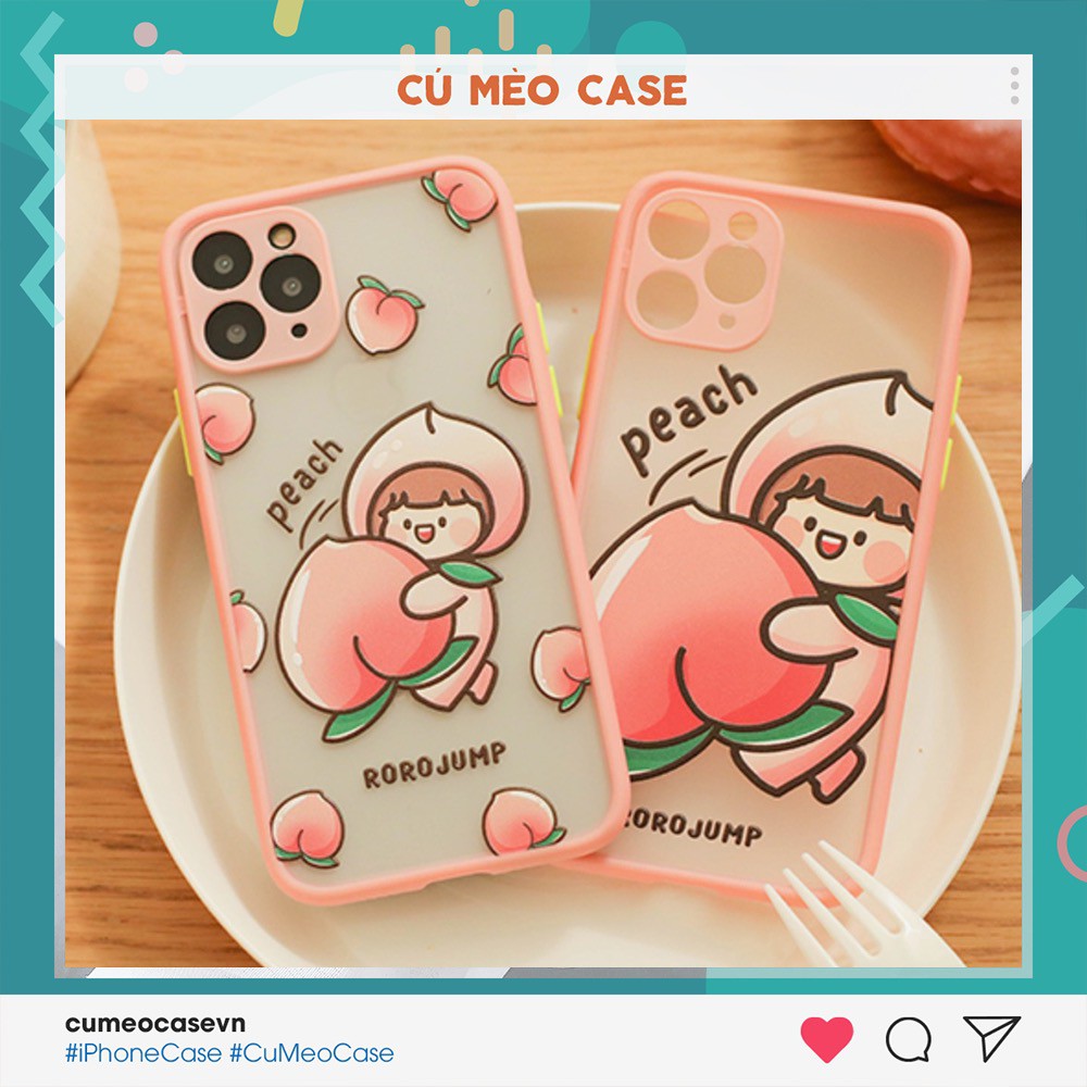 Ốp cô bé trái đào bảo vệ camera iPhone Xr 7 8 7 Plus 8 Plus X Xs Xr XsMax iPhone 11 11 Pro 11 Promax Cú Mèo Case