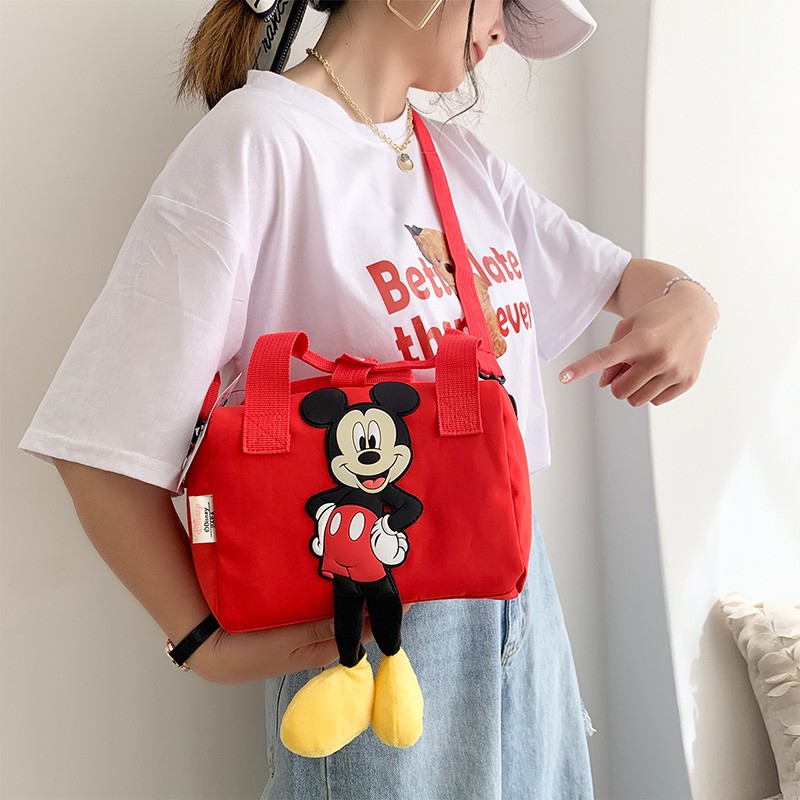 Túi đeo vai vải nylon chống nước họa tiết chuột Mickey thời trang 2021