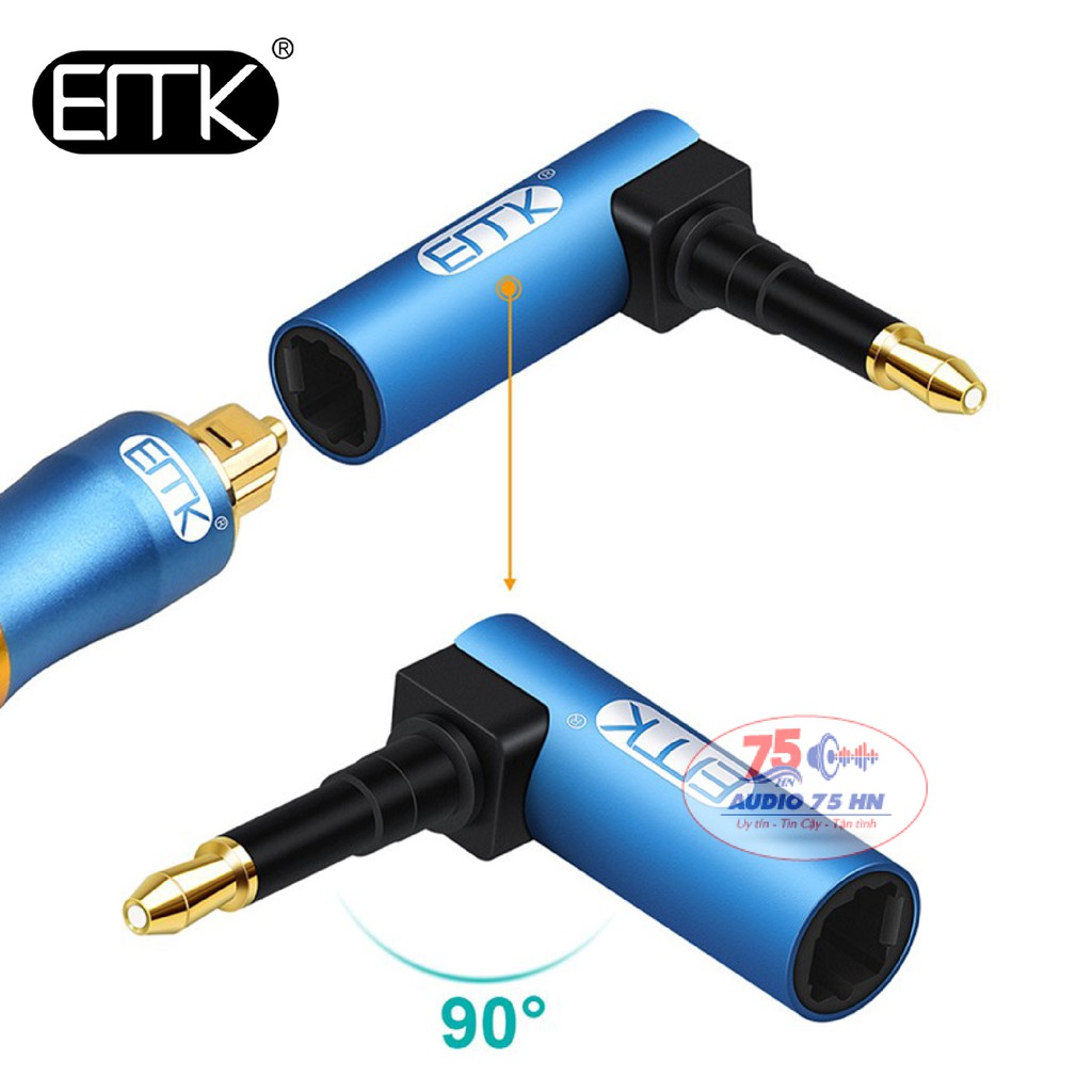 Đầu Chuyển Đổi Cáp Quang Toslink sang Mini Toslink 3.5mm SPDIF EMK cho loa Soundbar, TV- Chân vuông góc