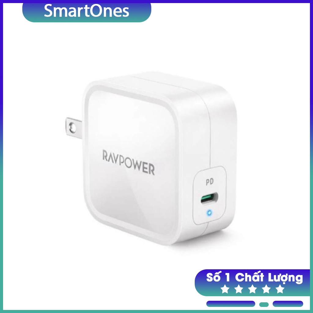 Sạc RAVPower RP-PC112 61W công nghệ GaN chuẩn sạc PD3.0 cho điện thoại, iPad , Macbook, Laptop..