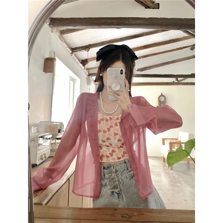 Áo Hai Dây Họa Tiết Trái Tim Gợi Cảm Cho Nữ Dễ Thương