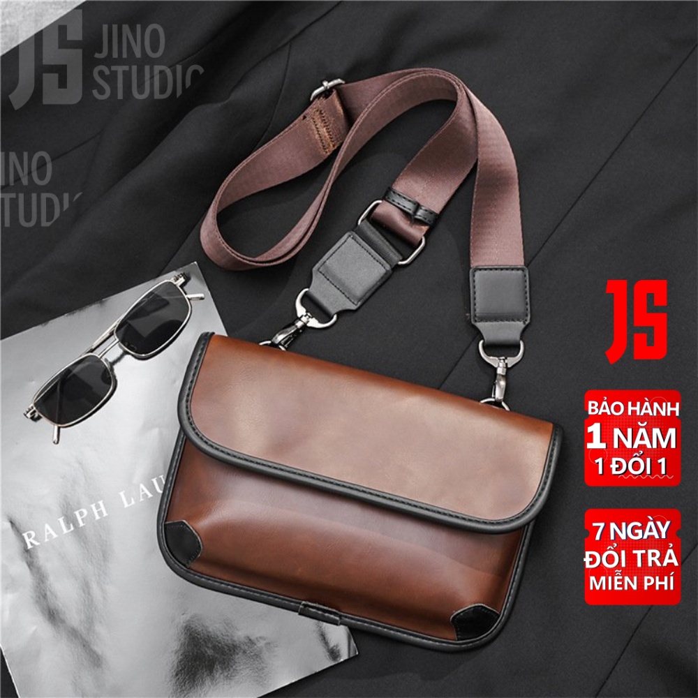 Túi Đeo Chéo Nam Vintage Thời Trang Basic Brin Jino Studio Màu Nâu Retro Cao Cấp - Túi Xách Nam Chất Liệu Da Bền Đẹp