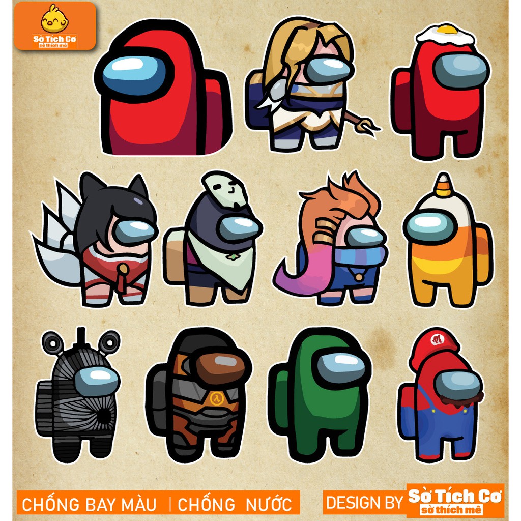 Among Us dán điện thoại, laptop, mũ bảo hiểm, guitar, vali MSP: A12