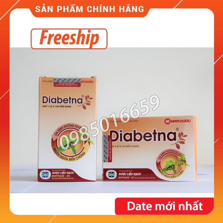 Diabetna chính hãng - Hỗ trợ hạ và ổn định đường huyết, ngăn ngừa biến chứng - Lọ 120 viên (=3 hộp 40 viên) ⚡Date 2024