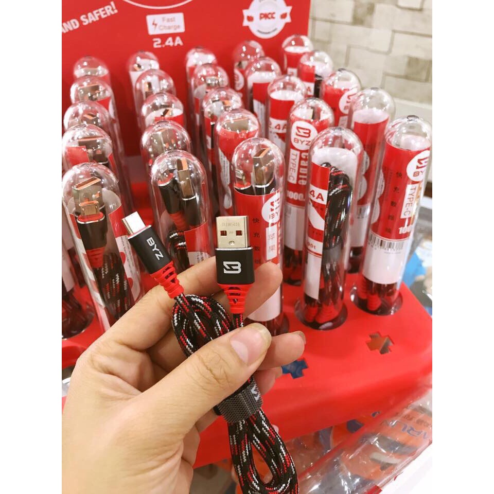 CÁP SẠC ĐIỆN THOẠI XỊN DÂY DÙ CHẮC CHẮN 1,2M DÙNG CHO ĐIỆN THOẠI iPHONE, CÁC MÁY Android (BYZ)
