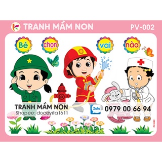 Decal mầm non - BÉ CHỌN VAI GÌ khổ lớn 127x80