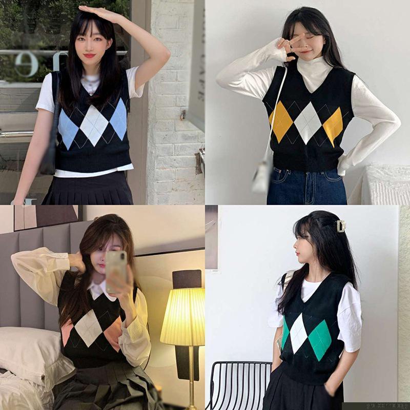Áo len không tay cổ chữ v phong cách retro trẻ trung cho nữ
 | BigBuy360 - bigbuy360.vn