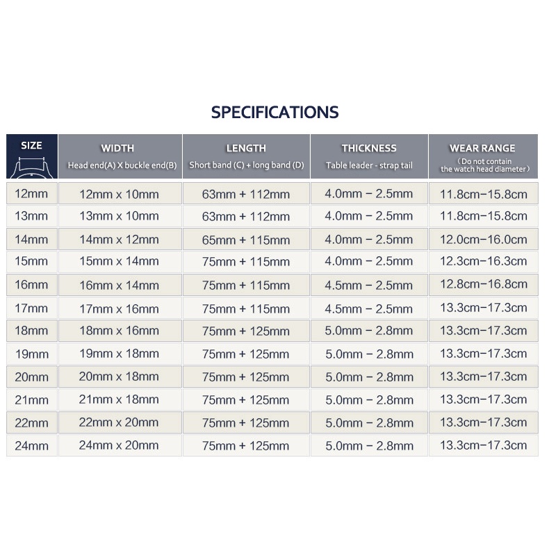 Dây Đeo Bằng Da Thật Có Khóa Bướm Bằng Thép Không Gỉ 12mm 14mm 16mm 18mm 20mm 22mm 24mm Chất Lượng Cao