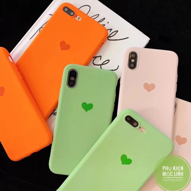 ☘️IPHONE X Xs 6plus ☘️FULL VIỀN - Ốp chống bẩn dễ lau chùi logo trái tim